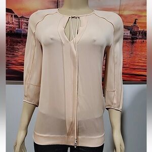 DIANE VON FURSTENBERG Apona Top blush pink Silk V-Neck Women's Size 8